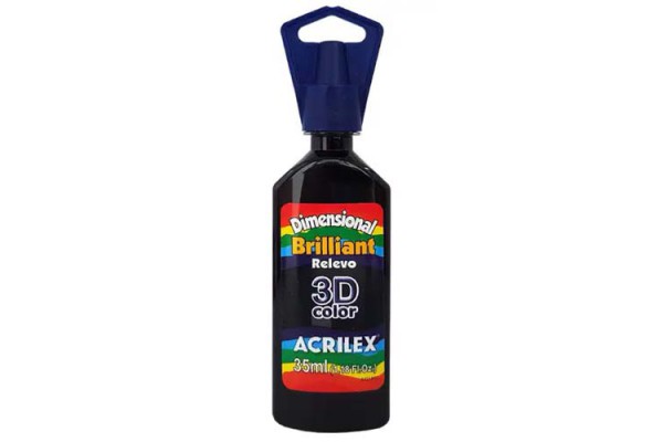 TINTA DIMENSIONAL BRILHANTE 35ML ACRILEX PRETO 